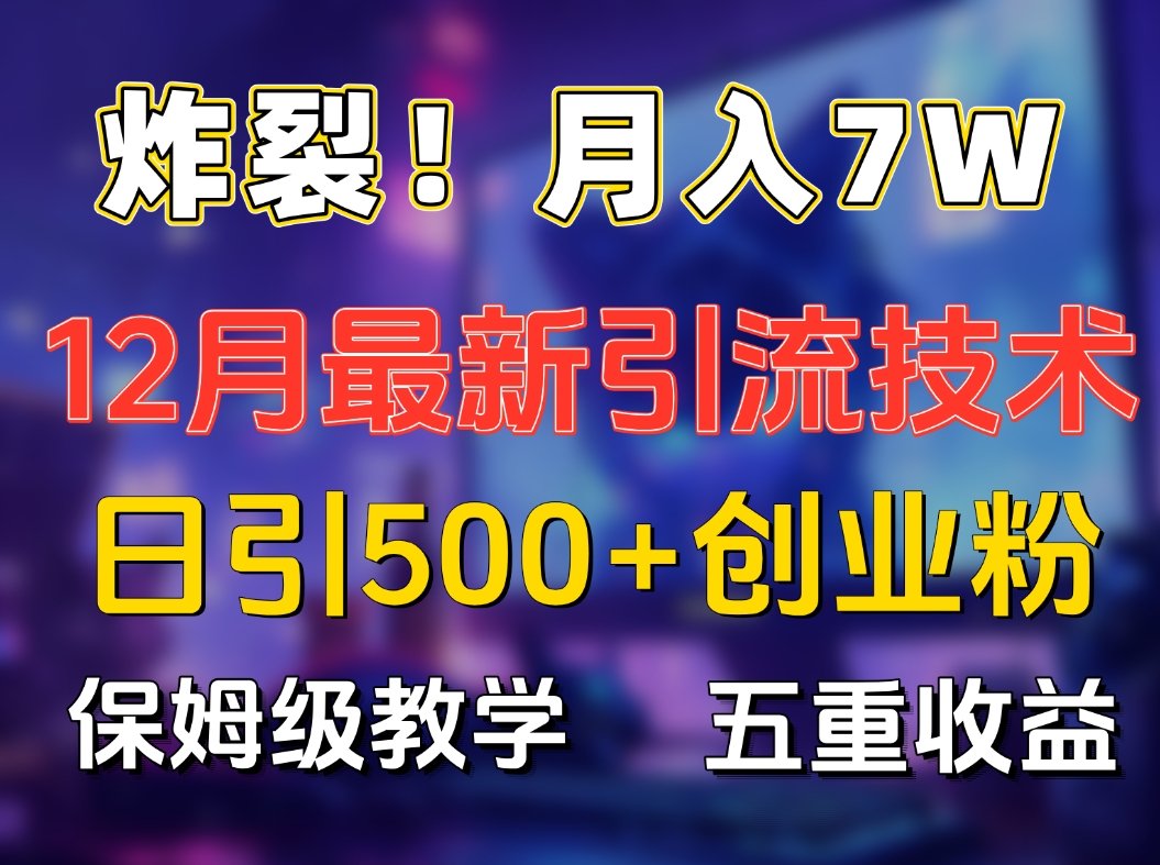 炸裂！月入7W+揭秘12月最新日引流500+精准创业粉，多重收益保姆级教学搞钱吧-网创项目资源站-副业项目-创业项目-搞钱项目搞钱吧