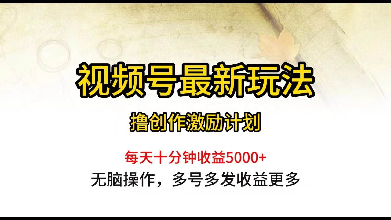 视频号最新玩法，每日一小时月入5000+搞钱吧-网创项目资源站-副业项目-创业项目-搞钱项目搞钱吧