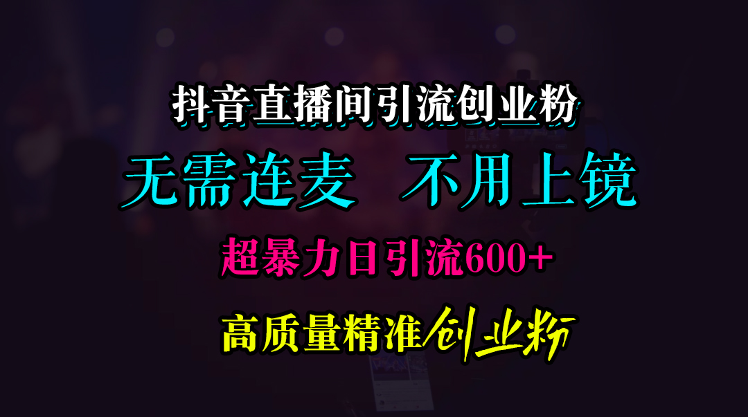抖音直播间引流创业粉，无需连麦、无需上镜，超暴力日引流600+高质量精准创业粉搞钱吧-网创项目资源站-副业项目-创业项目-搞钱项目搞钱吧