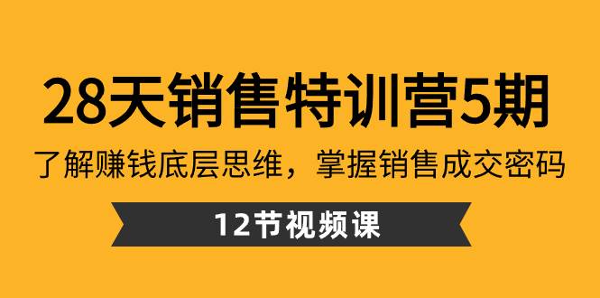 28天·销售特训营5期：了解赚钱底层思维，掌握销售成交密码（12节课）搞钱吧-网创项目资源站-副业项目-创业项目-搞钱项目搞钱吧
