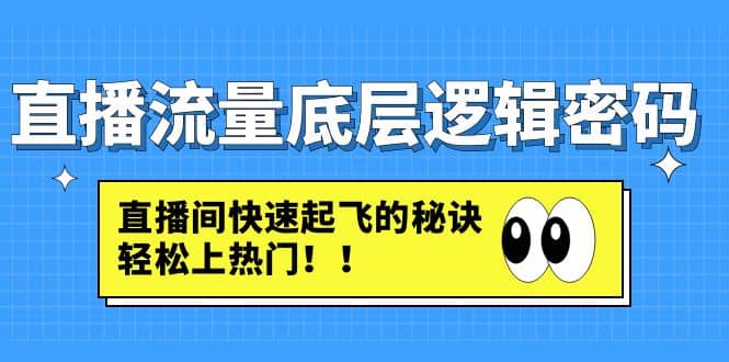 直播流量底层逻辑密码：直播间快速起飞的秘诀，轻松上热门搞钱吧-网创项目资源站-副业项目-创业项目-搞钱项目搞钱吧