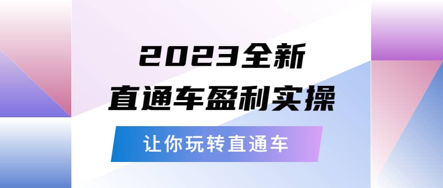 2023全新直通车·盈利实操：从底层，策略到搭建，让你玩转直通车搞钱吧-网创项目资源站-副业项目-创业项目-搞钱项目搞钱吧