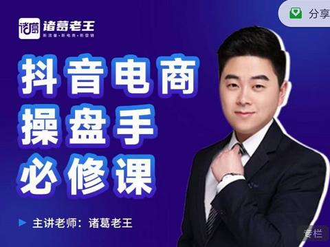 诸葛老王-抖音电商操盘手必修课：顶层设计，​起号破局，爆款运营，数据分析搞钱吧-网创项目资源站-副业项目-创业项目-搞钱项目搞钱吧