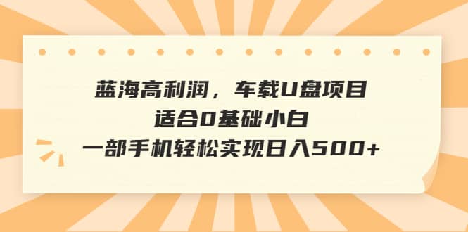 蓝海高利润，车载U盘项目，适合0基础小白，一部手机轻松实现日入500+搞钱吧-网创项目资源站-副业项目-创业项目-搞钱项目搞钱吧