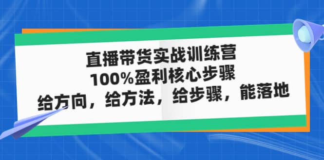 直播带货实战训练营：100%盈利核心步骤，给方向，给方法，给步骤，能落地搞钱吧-网创项目资源站-副业项目-创业项目-搞钱项目搞钱吧