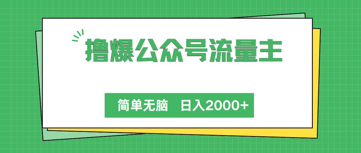 撸爆公众号流量主，简单无脑，单日变现2000+搞钱吧-网创项目资源站-副业项目-创业项目-搞钱项目搞钱吧