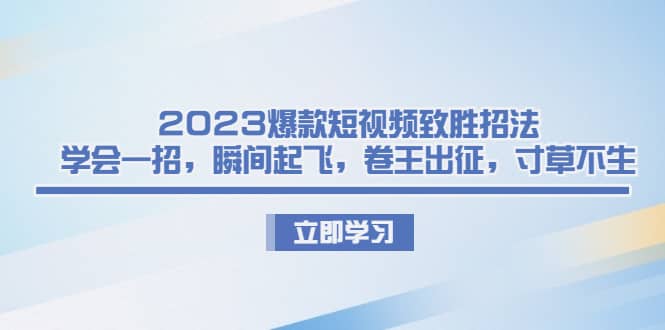 2023爆款短视频致胜招法，学会一招，瞬间起飞，卷王出征，寸草不生搞钱吧-网创项目资源站-副业项目-创业项目-搞钱项目搞钱吧