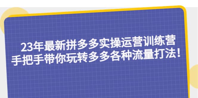 23年最新拼多多实操运营训练营：手把手带你玩转多多各种流量打法！搞钱吧-网创项目资源站-副业项目-创业项目-搞钱项目搞钱吧