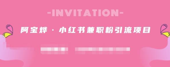 阿宝烨·小红书兼职粉引流项目，流量大，引流效果好【视频课程】搞钱吧-网创项目资源站-副业项目-创业项目-搞钱项目搞钱吧
