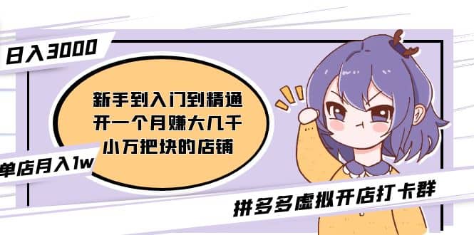 拼多多虚拟开店打卡群：新手到入门到精通搞钱吧-网创项目资源站-副业项目-创业项目-搞钱项目搞钱吧