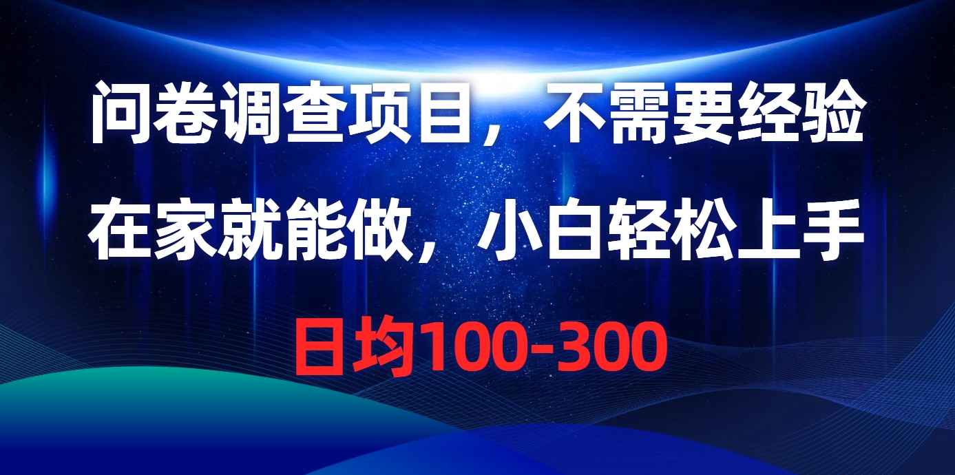 问卷调查项目，在家就能做，不需要经验，日均100-300搞钱吧-网创项目资源站-副业项目-创业项目-搞钱项目搞钱吧