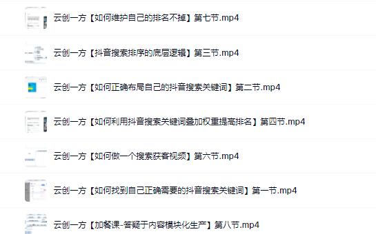 云创一方2022抖音SEO系列课程，教你如何快速上抖音搜索排名第一搞钱吧-网创项目资源站-副业项目-创业项目-搞钱项目搞钱吧