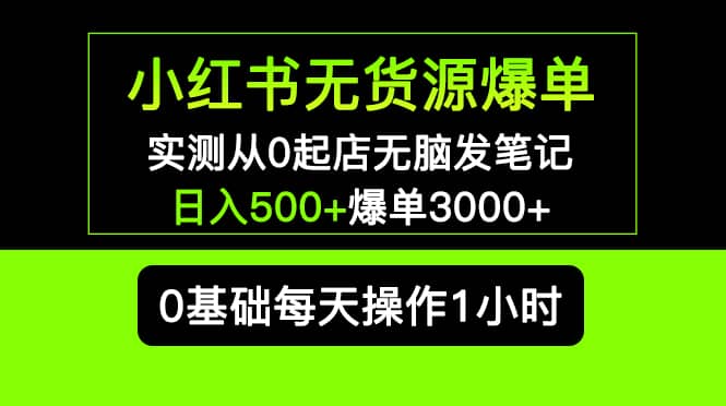 小红书无货源爆单 实测从0起店无脑发笔记爆单3000+长期项目可多店搞钱吧-网创项目资源站-副业项目-创业项目-搞钱项目搞钱吧