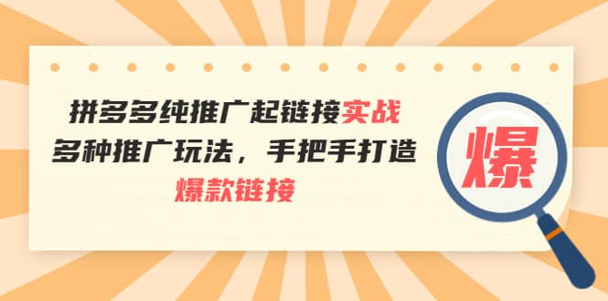 拼多多纯推广起链接实战：多种推广玩法，手把手打造爆款链接搞钱吧-网创项目资源站-副业项目-创业项目-搞钱项目搞钱吧