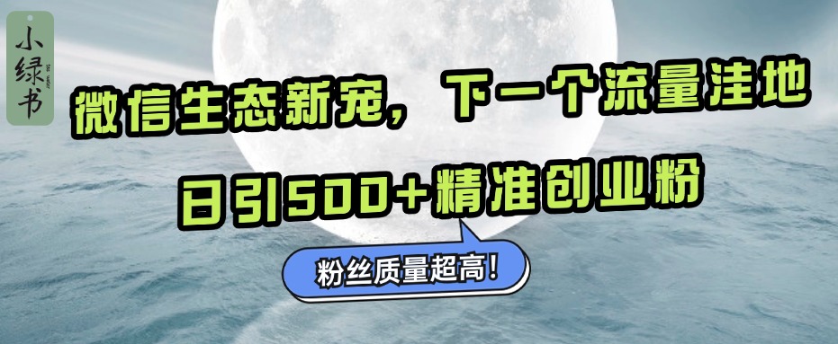 微信生态新宠小绿书：下一个流量洼地，粉丝质量超高，日引500+精准创业粉，搞钱吧-网创项目资源站-副业项目-创业项目-搞钱项目搞钱吧