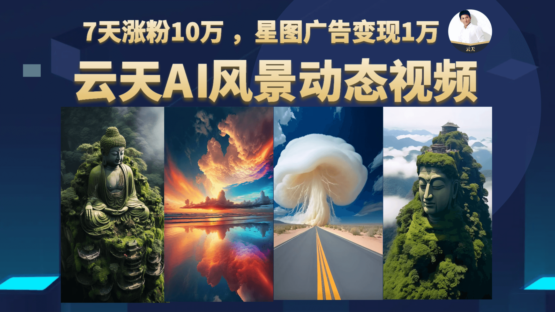 云天AI风景动图视频制作，7天涨粉10万 ，星图广告变现1万搞钱吧-网创项目资源站-副业项目-创业项目-搞钱项目搞钱吧
