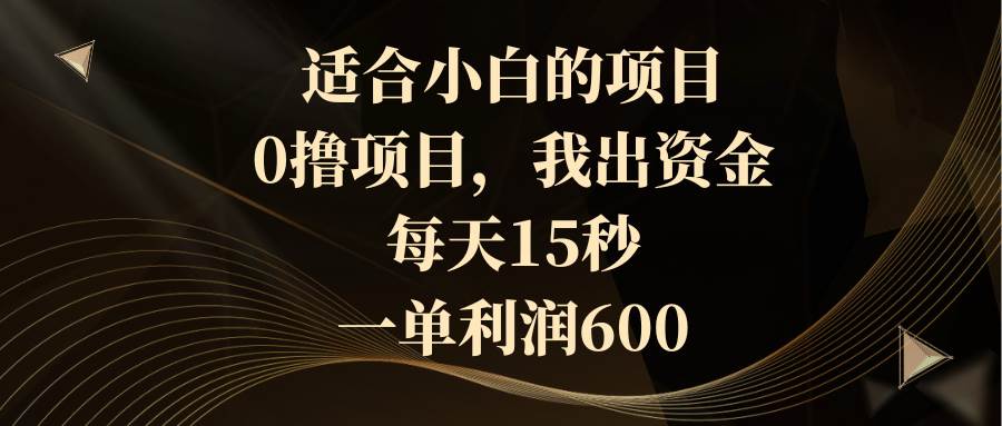 适合小白的项目，0撸项目，我出资金，每天15秒，一单利润600搞钱吧-网创项目资源站-副业项目-创业项目-搞钱项目搞钱吧