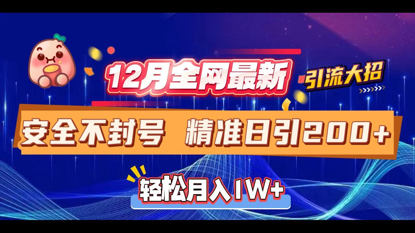 12月全网最新引流大招 安全不封号 日引精准粉200+搞钱吧-网创项目资源站-副业项目-创业项目-搞钱项目搞钱吧