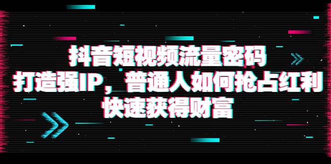 抖音短视频流量密码：打造强IP，普通人如何抢占红利，快速获得财富搞钱吧-网创项目资源站-副业项目-创业项目-搞钱项目搞钱吧