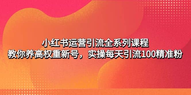 小红书运营引流全系列课程：教你养高权重新号搞钱吧-网创项目资源站-副业项目-创业项目-搞钱项目搞钱吧