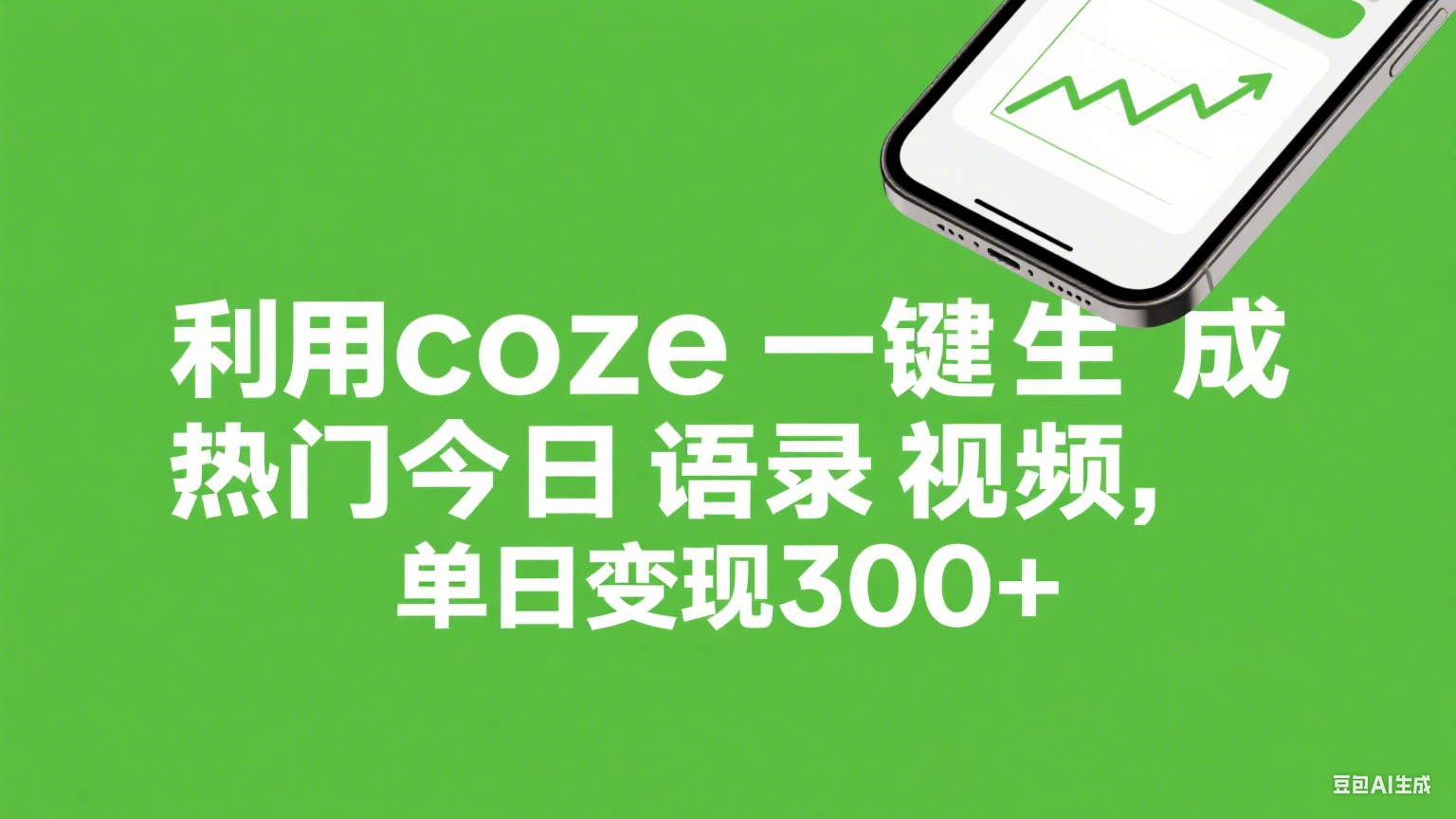 利用coze一键生成热门今日语录视频，单日变现300+搞钱吧-网创项目资源站-副业项目-创业项目-搞钱项目搞钱吧