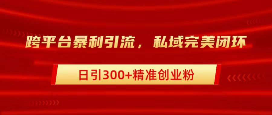 跨平台暴力引流，私域完美闭环，日引300+精准创业粉搞钱吧-网创项目资源站-副业项目-创业项目-搞钱项目搞钱吧