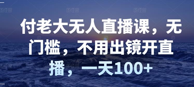 付老大无人直播课，无门槛，不用出镜开直播，一天100+搞钱吧-网创项目资源站-副业项目-创业项目-搞钱项目搞钱吧
