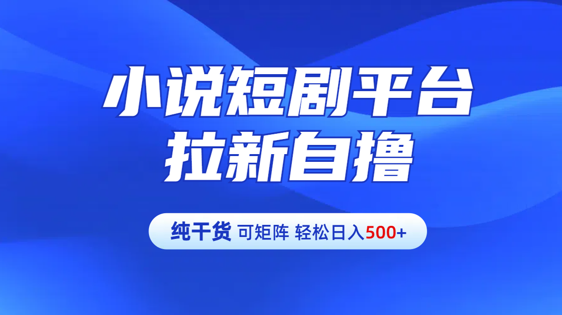 【纯干货】小说短剧平台拉新自撸玩法详解-单人轻松日入500+搞钱吧-网创项目资源站-副业项目-创业项目-搞钱项目搞钱吧