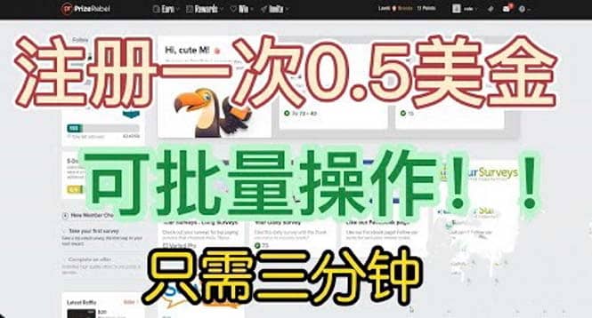 国外项目注册一次0.5美金 只需三分钟无脑操作 可批量放大 小白工作室福利搞钱吧-网创项目资源站-副业项目-创业项目-搞钱项目搞钱吧