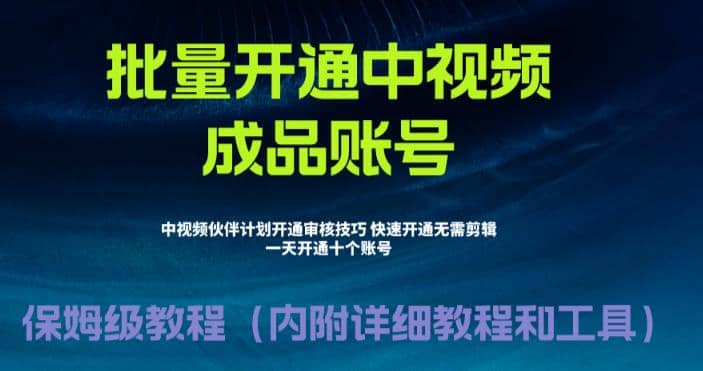 外面收费1980暴力开通中视频计划教程，附 快速通过中视频伙伴计划的办法搞钱吧-网创项目资源站-副业项目-创业项目-搞钱项目搞钱吧