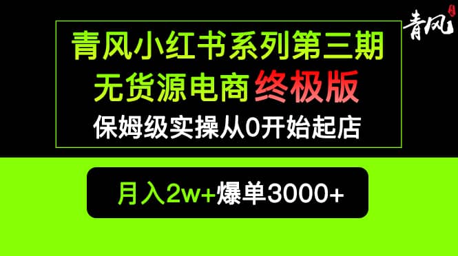 小红书无货源电商爆单终极版【视频教程+实战手册】保姆级实操从0起店爆单搞钱吧-网创项目资源站-副业项目-创业项目-搞钱项目搞钱吧