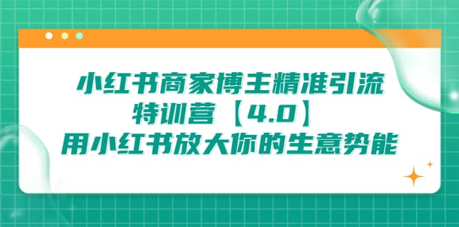 小红书商家 博主精准引流特训营【4.0】用小红书放大你的生意势能搞钱吧-网创项目资源站-副业项目-创业项目-搞钱项目搞钱吧