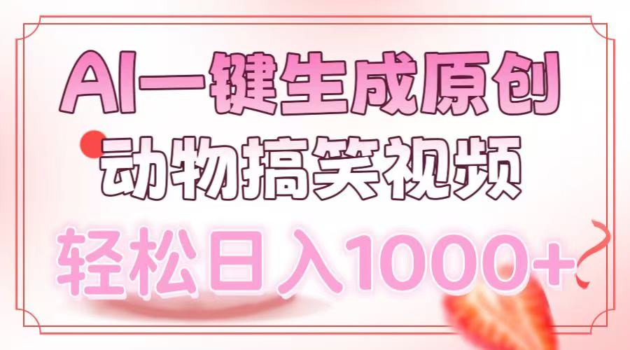 AI一键生成原创动物搞笑视频，轻松日入1000+搞钱吧-网创项目资源站-副业项目-创业项目-搞钱项目搞钱吧
