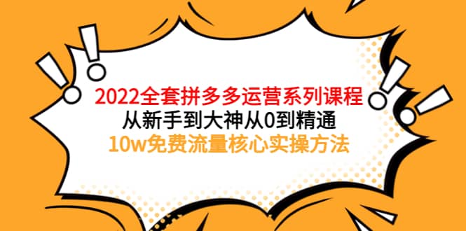 2022全套拼多多运营课程，从新手到大神从0到精通，10w免费流量核心实操方法搞钱吧-网创项目资源站-副业项目-创业项目-搞钱项目搞钱吧