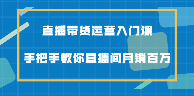 直播带货运营入门课，手把手教你直播间月销百万搞钱吧-网创项目资源站-副业项目-创业项目-搞钱项目搞钱吧