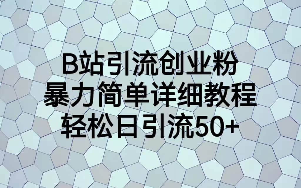 B站引流创业粉，暴力简单详细教程，轻松日引流50+搞钱吧-网创项目资源站-副业项目-创业项目-搞钱项目搞钱吧