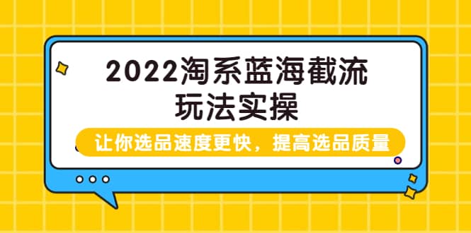 2022淘系蓝海截流玩法实操：让你选品速度更快，提高选品质量（价值599）搞钱吧-网创项目资源站-副业项目-创业项目-搞钱项目搞钱吧