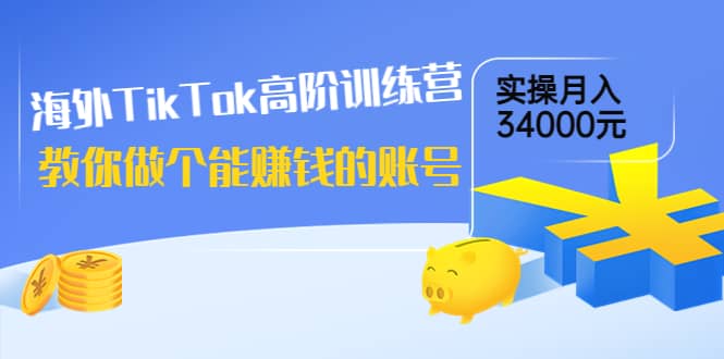 海外TikTok高阶训练营：教你做个能赚钱的账号，实操月入34000元！搞钱吧-网创项目资源站-副业项目-创业项目-搞钱项目搞钱吧
