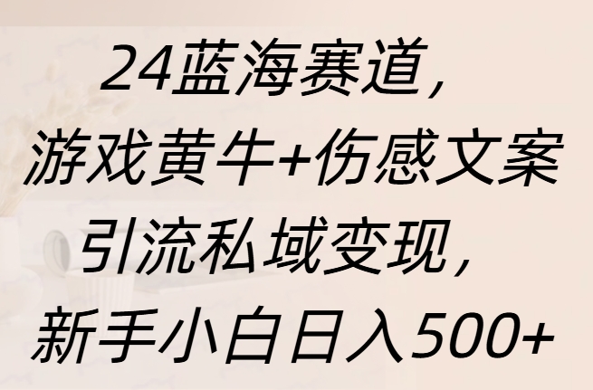 24蓝海赛道，游戏黄牛+伤感文案引流私域变现，新手日入500+搞钱吧-网创项目资源站-副业项目-创业项目-搞钱项目搞钱吧