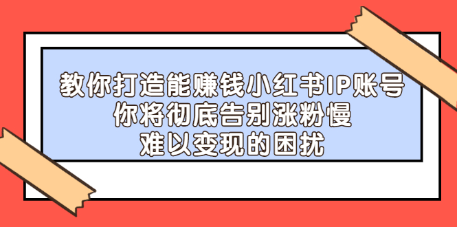 教你打造能赚钱小红书IP账号，了解透彻小红书的真正玩法搞钱吧-网创项目资源站-副业项目-创业项目-搞钱项目搞钱吧