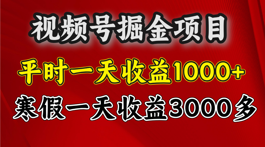 视频号掘金项目，寒假一天收益3000多搞钱吧-网创项目资源站-副业项目-创业项目-搞钱项目搞钱吧