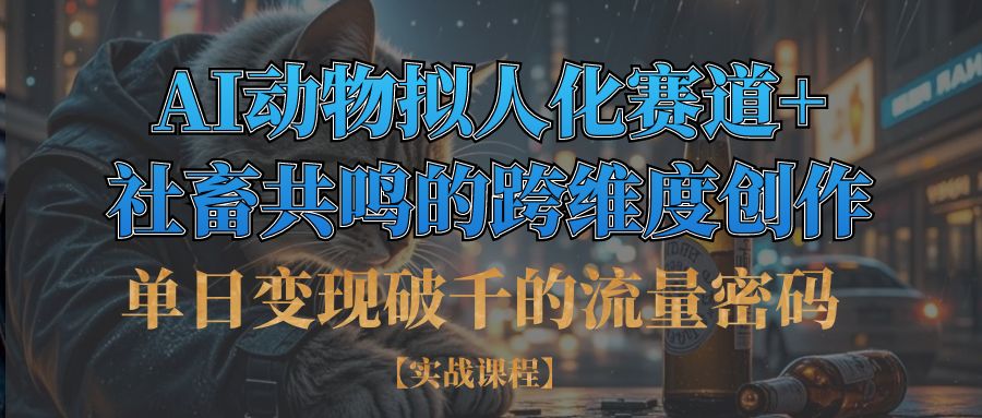 单日变现破千的流量密码,AI动物拟人化赛道+社畜共鸣的跨维度创作搞钱吧-网创项目资源站-副业项目-创业项目-搞钱项目搞钱吧