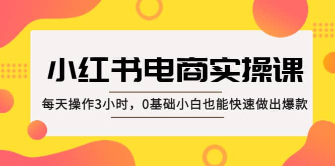 小红书·电商实操课：每天操作3小时，0基础小白也能快速做出爆款搞钱吧-网创项目资源站-副业项目-创业项目-搞钱项目搞钱吧