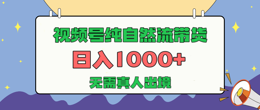 视频号纯自然流带货，日入1000+，无需真人出境，新手小白也可操作搞钱吧-网创项目资源站-副业项目-创业项目-搞钱项目搞钱吧