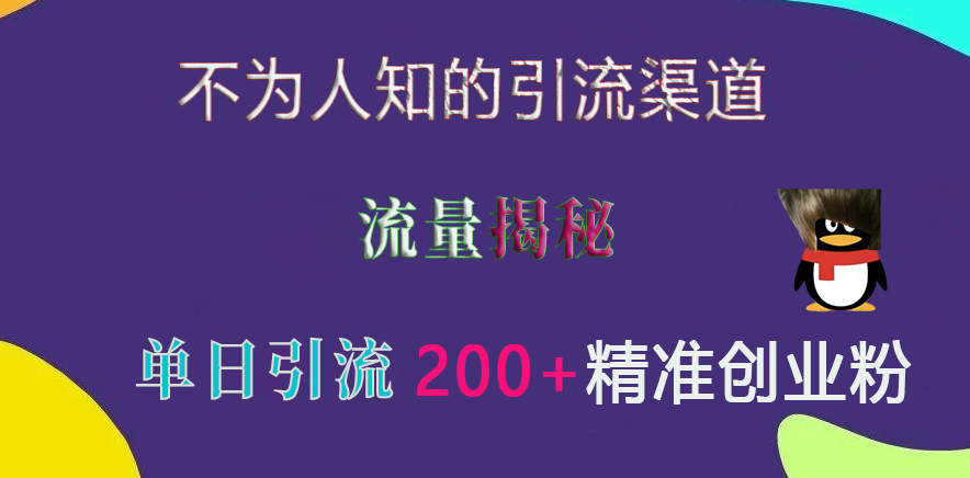 不为人知的引流渠道，流量揭秘，实测单日引流200+精准创业粉搞钱吧-网创项目资源站-副业项目-创业项目-搞钱项目搞钱吧