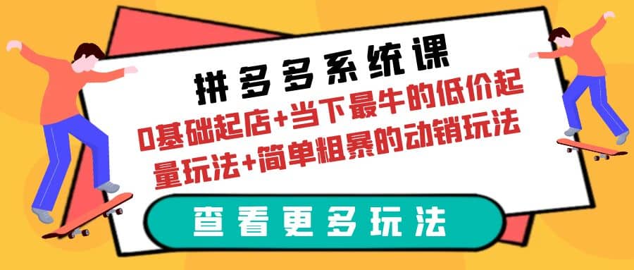 拼多多系统课：0基础起店+当下最牛的低价起量玩法+简单粗暴的动销玩法搞钱吧-网创项目资源站-副业项目-创业项目-搞钱项目搞钱吧