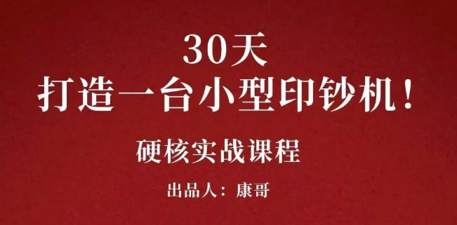 康哥30天打造一台小型印钞机：躺赚30万的项目完整复盘（视频教程）搞钱吧-网创项目资源站-副业项目-创业项目-搞钱项目搞钱吧