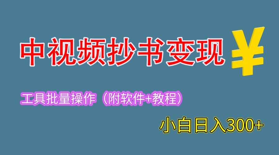 2023中视频抄书变现（附工具+教程），一天300+，特别适合新手操作的副业搞钱吧-网创项目资源站-副业项目-创业项目-搞钱项目搞钱吧