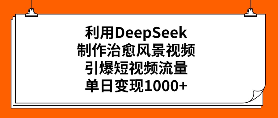 利用DeepSeek制作，治愈风景视频，引爆短视频流量，单日变现1000+搞钱吧-网创项目资源站-副业项目-创业项目-搞钱项目搞钱吧