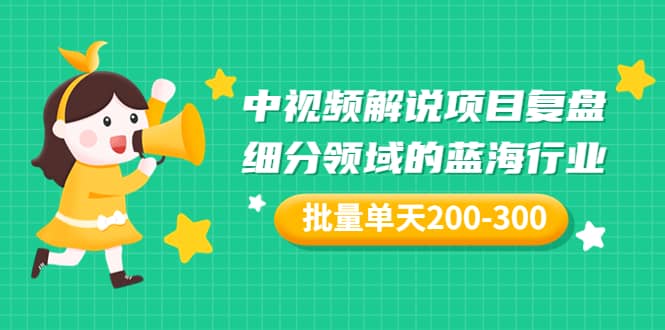 某付费文章：中视频解说项目复盘：细分领域的蓝海行业 批量单天200-300收益搞钱吧-网创项目资源站-副业项目-创业项目-搞钱项目搞钱吧